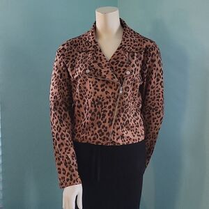 Active USA Leopard Print Moto Jacket